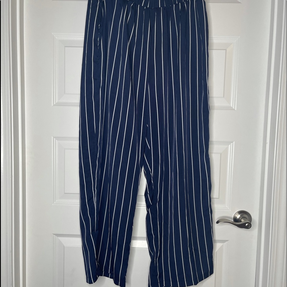 Striped Navy Blue and White Pants, Never Worn Size